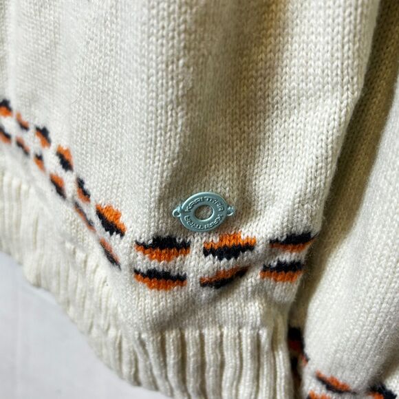 Kari Traa Sundve Ivory Orange Blue Fair Isle Nordic Crewneck LS Sweater Size M - Picture 7 of 10